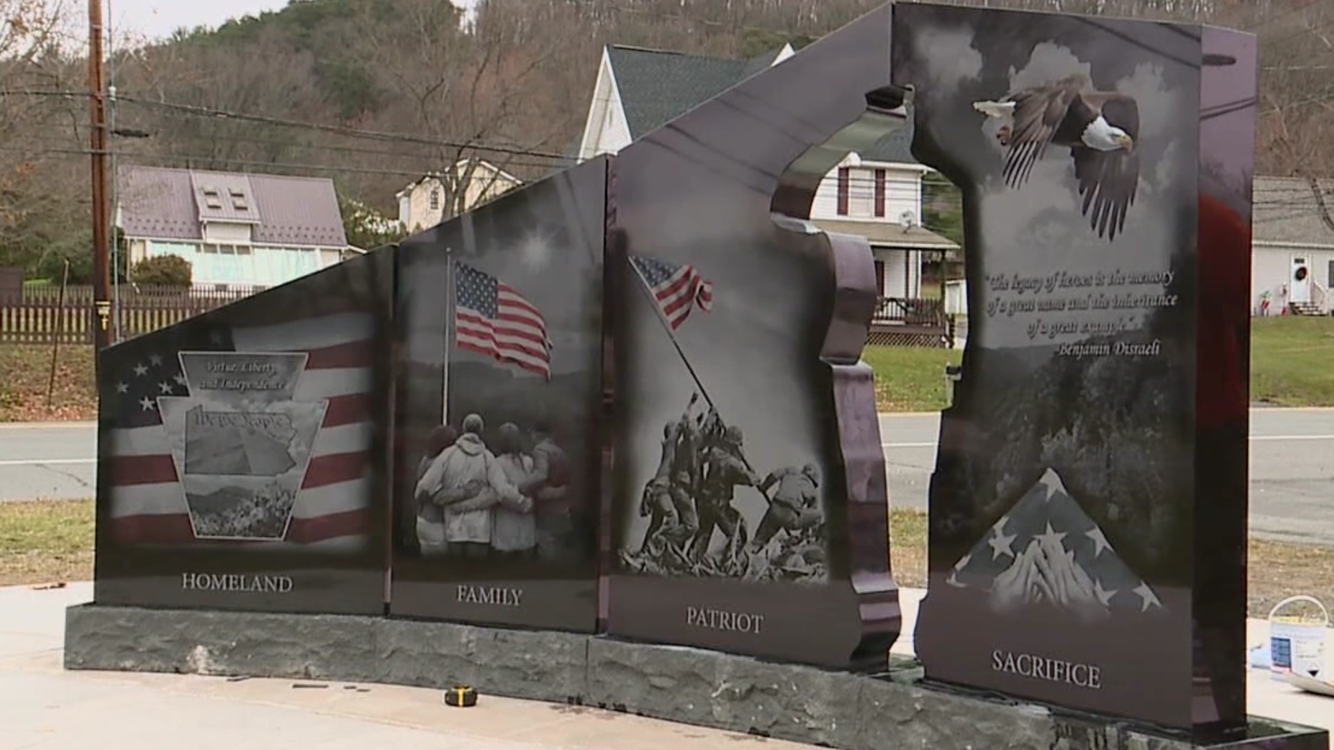 A monument to recognize families who have lost a loved one fighting overseas has been installed at the Lycoming County Veterans Memorial Park.