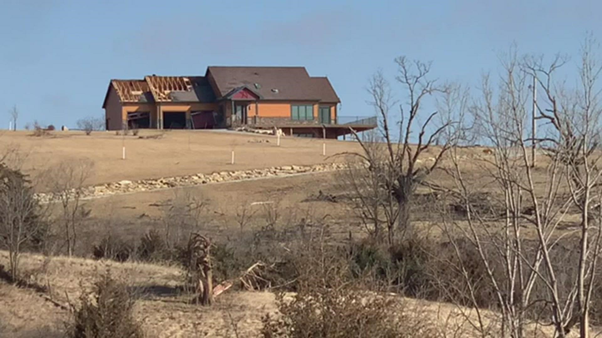 Video shows damage off of Highway 169 in Madison County.