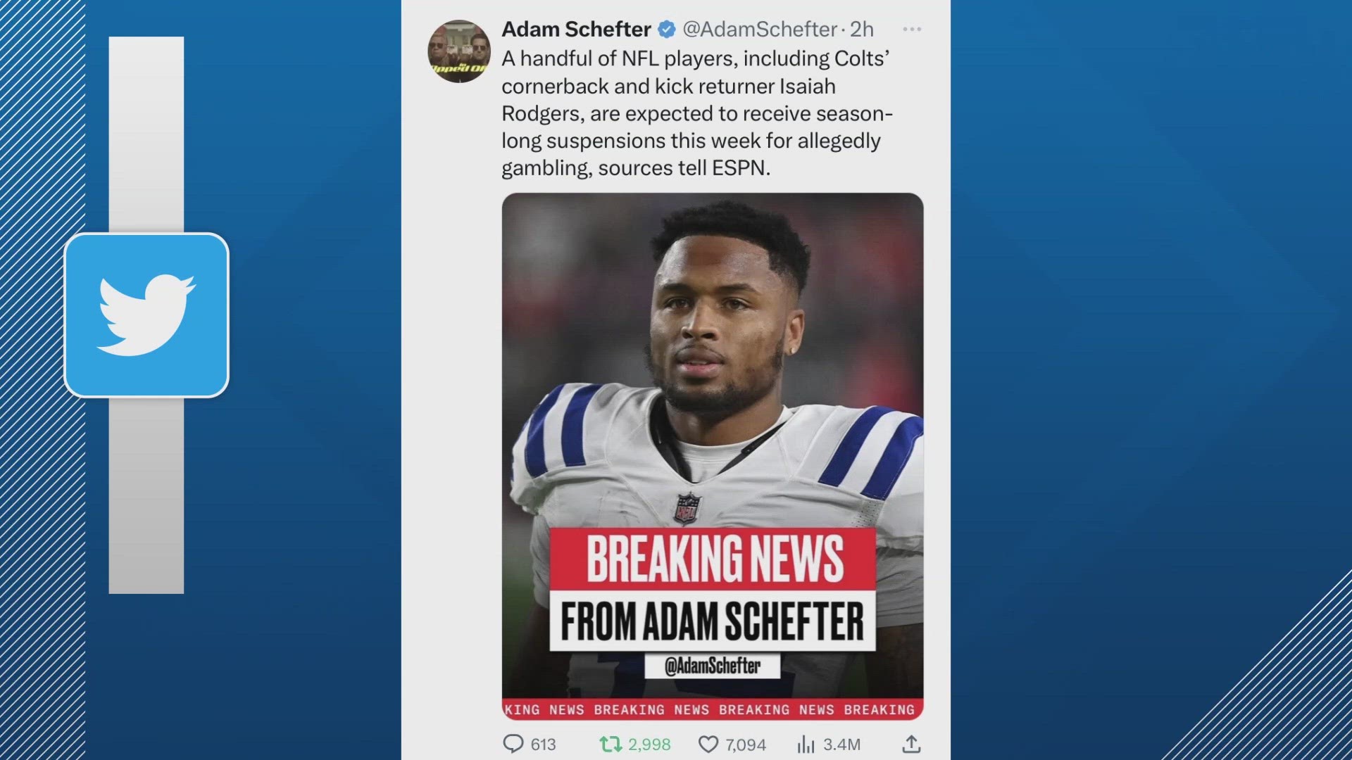 Colts CB Isaiah Rodgers apologizes after reports ID him as player who bet  on games, including Colts games [Video]