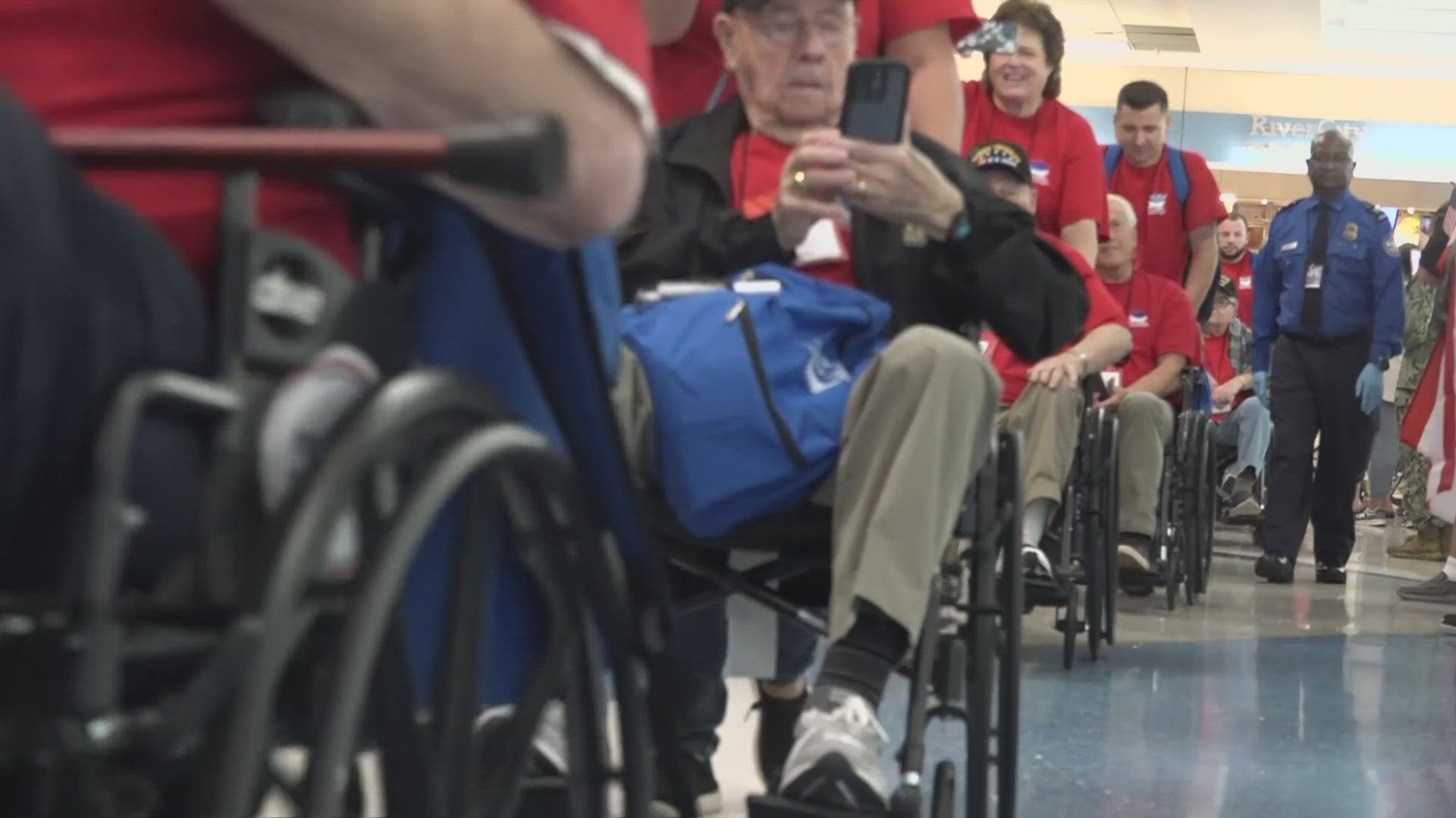 Twenty-one veterans were honored during Saturday's honor flight from Jacksonville.