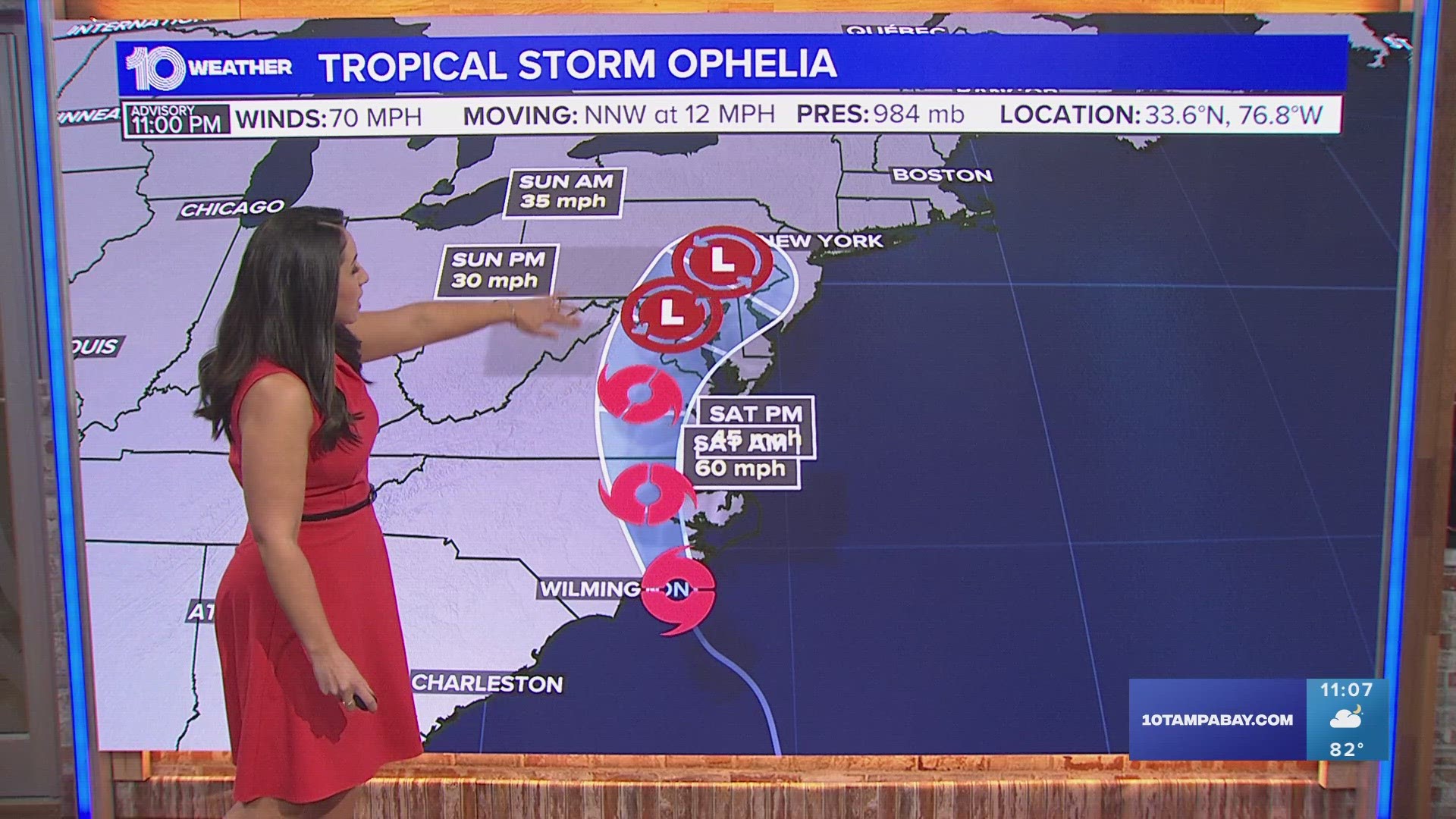 Weakening Ophelia still poses a risk of coastal flooding and heavy