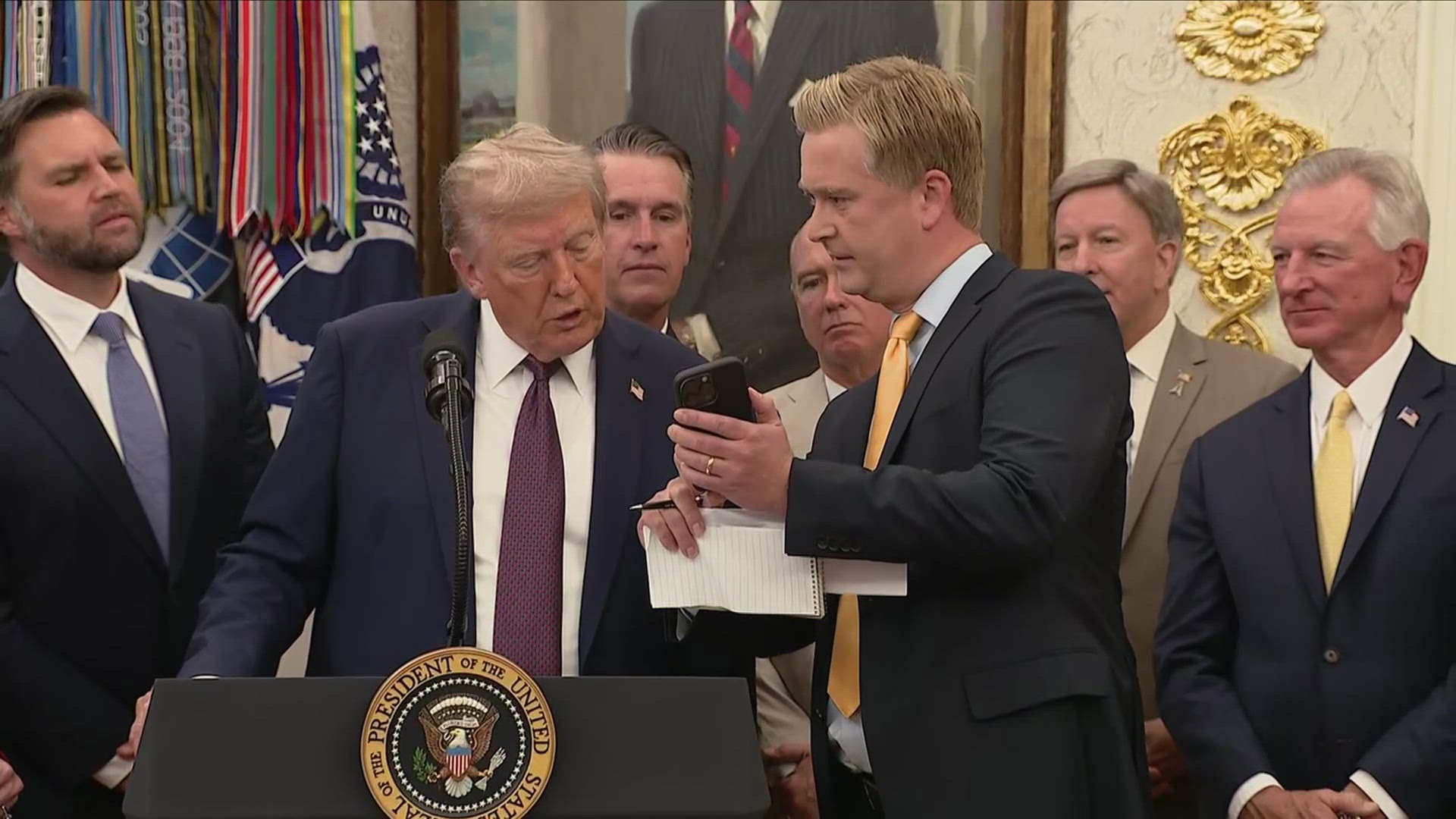 A reporter showed the president a video circulating over the weekend that appeared to show a window in the White House being open and something being thrown out. 
